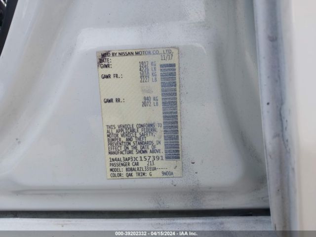 1N4AL3AP3JC157391 Nissan Altima 2.5 Sl