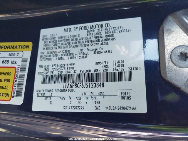 Ford Mustang Gt Premium 2018 1FA6P8CF6J5123848 Image 9