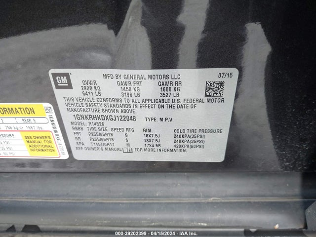 Chevrolet Traverse 2lt 2016 1GNKRHKDXGJ122048 Image 9