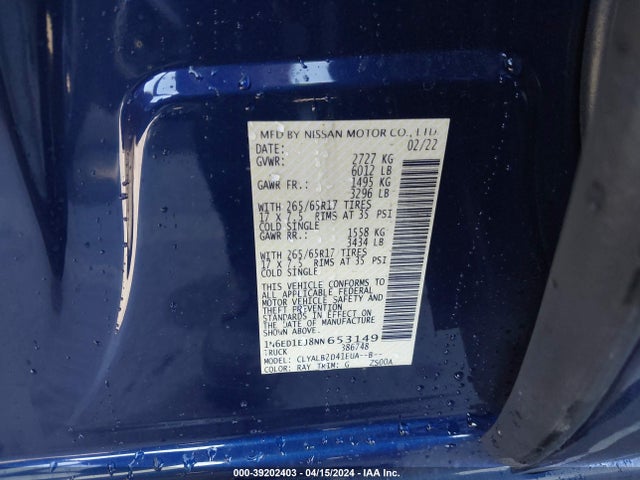 Nissan Frontier Sv 4x2 2022 1N6ED1EJ8NN653149 Image 9
