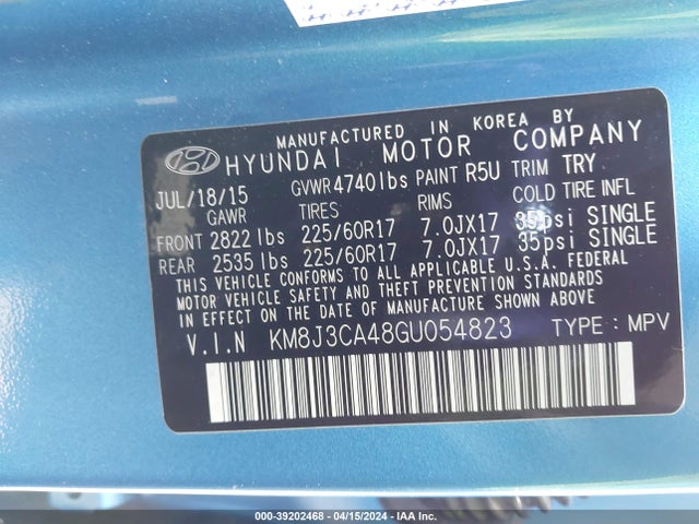 Hyundai TUCSON SE 2016 KM8J3CA48GU054823 Image 9