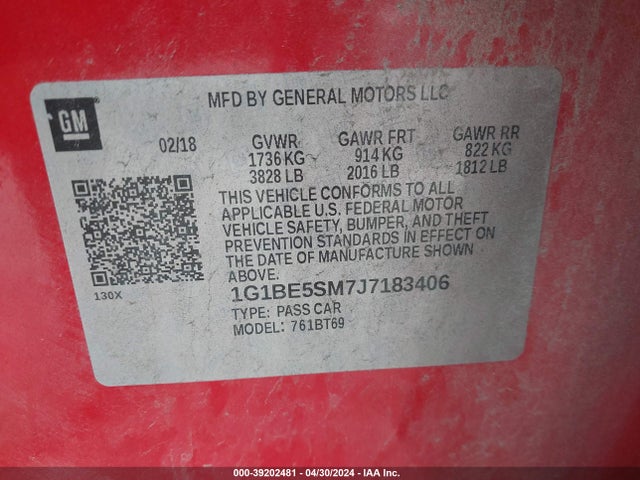 Chevrolet Cruze Lt Auto 2018 1G1BE5SM7J7183406 Image 9