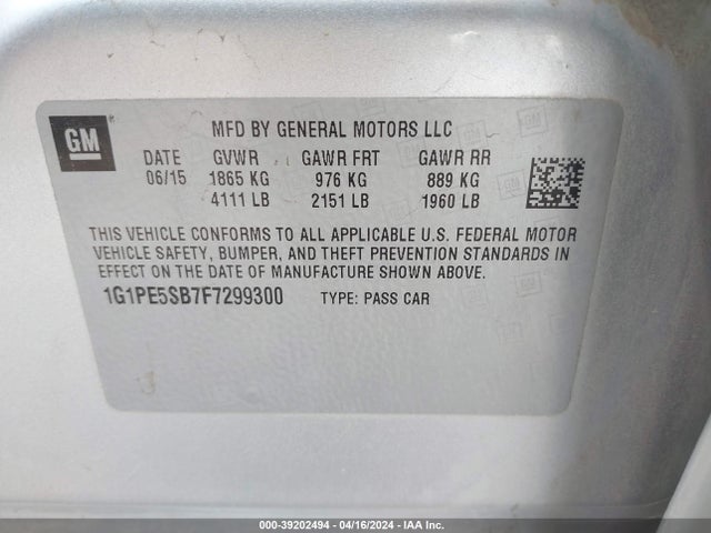 Chevrolet Cruze 2lt Auto 2015 1G1PE5SB7F7299300 Image 9