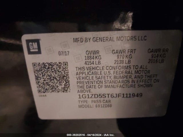 Chevrolet MALIBU LT 2018 1G1ZD5ST6JF111949 Image 9