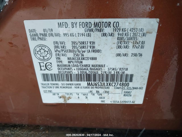 Ford Ecosport Ses 2019 MAJ6S3JLXKC274800 Image 9