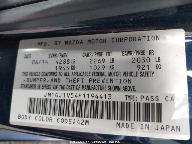 Mazda Mazda6 I Touring 2015 JM1GJ1V54F1194413 Image 9