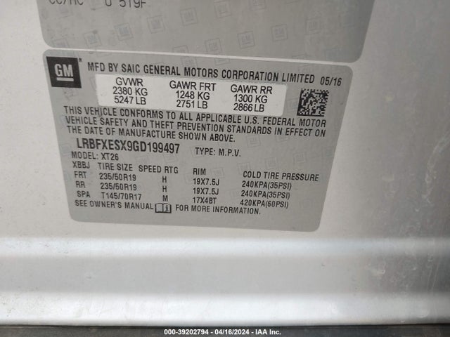 Buick Envision Premium I 2016 LRBFXESX9GD199497 Image 9
