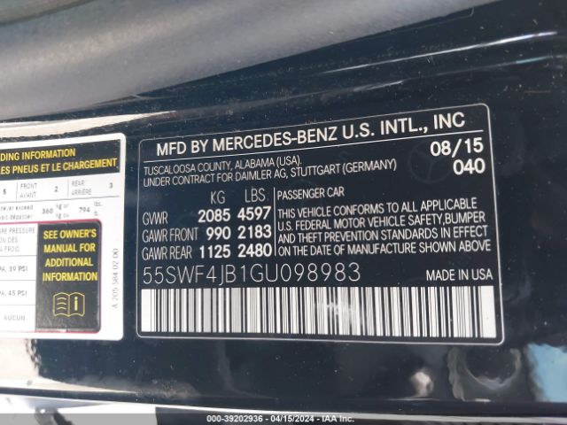 55SWF4JB1GU098983 Mercedes-Benz C 300 Luxury/sport