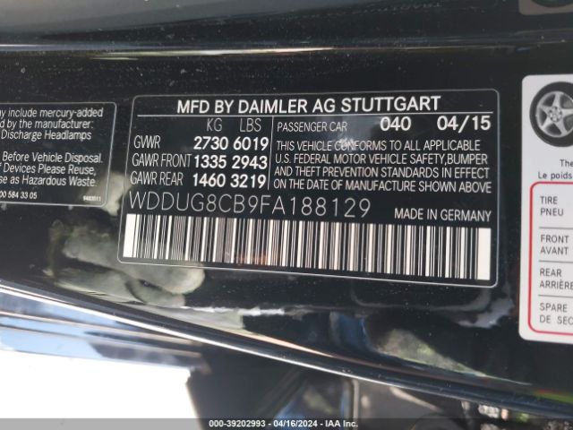 WDDUG8CB9FA188129 Mercedes-Benz S 550