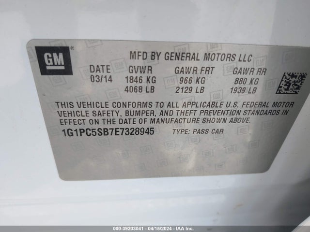 Chevrolet Cruze 1lt Auto 2014 1G1PC5SB7E7328945 Image 9