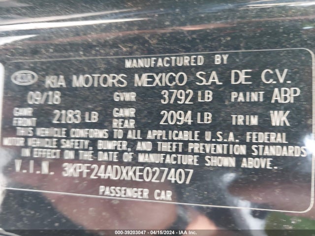 KIA Forte Lxs 2019 3KPF24ADXKE027407 Image 9