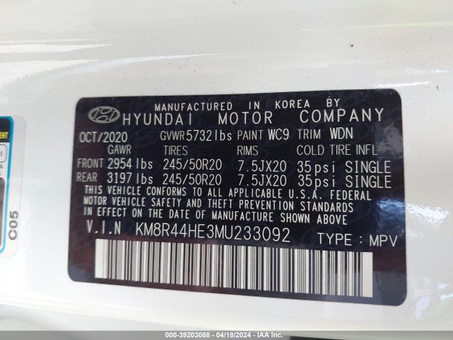 Hyundai Palisade Sel 2021 KM8R44HE3MU233092 Image 9