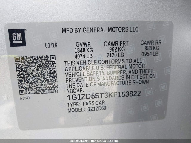 Chevrolet MALIBU LT 2019 1G1ZD5ST3KF153822 Image 9