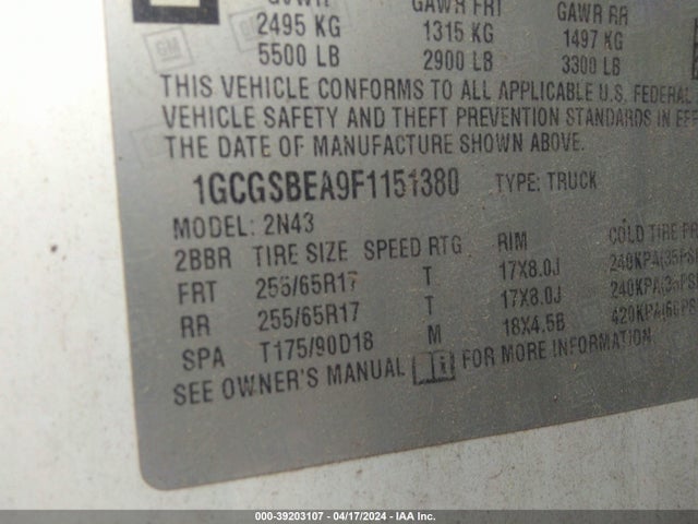 Chevrolet Colorado Lt 2015 1GCGSBEA9F1151380 Image 9