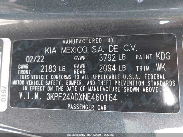 KIA Forte Lxs 2022 3KPF24ADXNE460164 Image 9