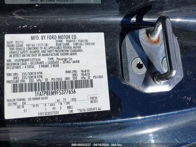 Продажа на аукционе авто 2015 Ford Mustang V6, vin: 1FATP8EM9F5377656, номер лота: 39203227