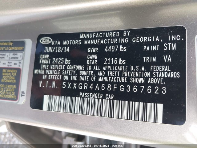 KIA Optima Sx Turbo 2015 5XXGR4A68FG367623 Image 9