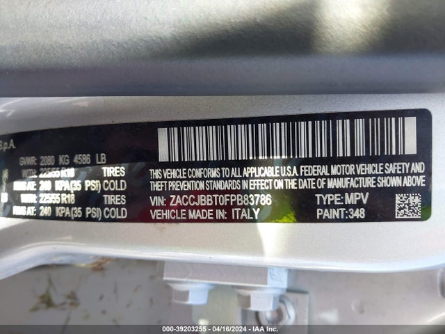 ZACCJBBT0FPB83786 Jeep Renegade Latitude