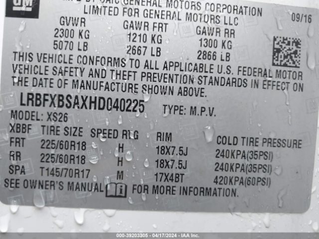LRBFXBSAXHD040225 Buick Envision Essence