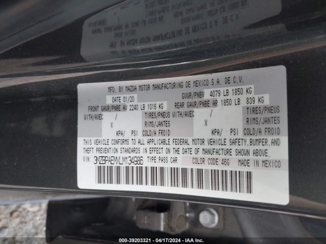 3MZBPAEMXLM134986 Mazda Mazda3 Premium Package