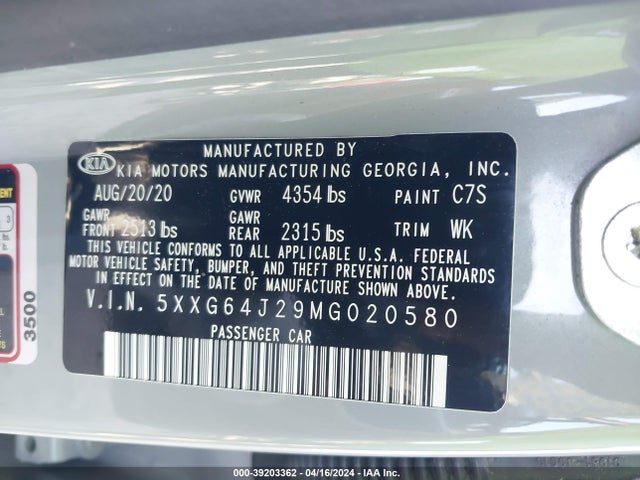 KIA K5 Gt-line 2021 5XXG64J29MG020580 Image 9