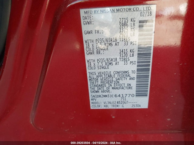 Nissan Pathfinder Sv 2018 5N1DR2MM3JC641770 Image 9