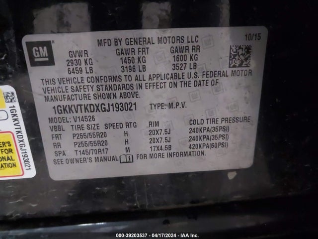 GMC Acadia Denali 2016 1GKKVTKDXGJ193021 Image 9