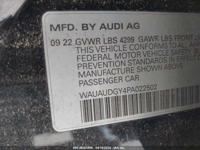 WAUAUDGY4PA022502 Audi A3 Premium 40 Tfsi Front-wheel Drive S Tronic