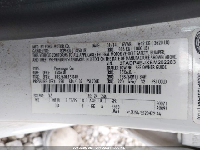 Ford FIESTA SE 2014 3FADP4BJXEM202283 Image 9