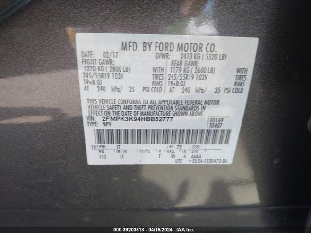 Ford Edge Titanium 2017 2FMPK3K94HBB52777 Image 9