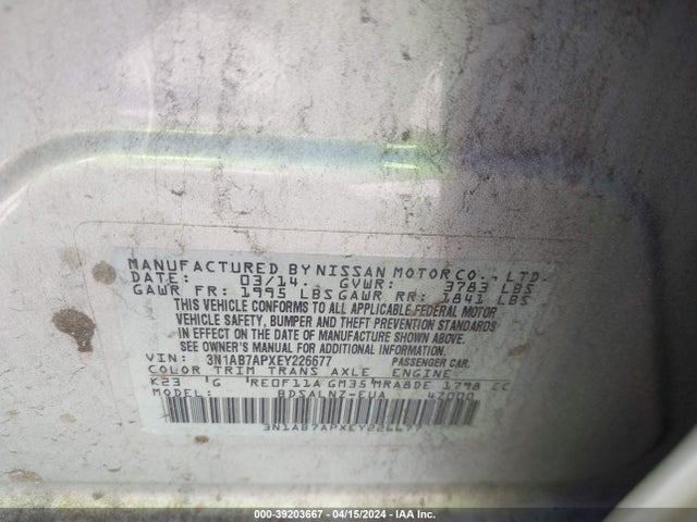Nissan Sentra Fe+ Sv 2014 3N1AB7APXEY226677 Image 9
