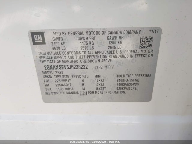 Chevrolet EQUINOX LT 2018 2GNAXSEV5J6228222 Image 9