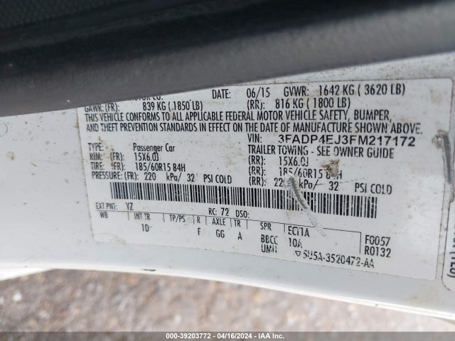 Ford FIESTA SE 2015 3FADP4EJ3FM217172 Image 9