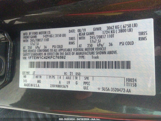 Ford F-150 Xlt 2019 1FTEW1C42KFC76592 Image 9