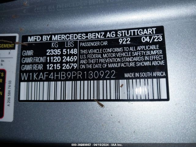 W1KAF4HB9PR130922 Mercedes-Benz C 300 4matic