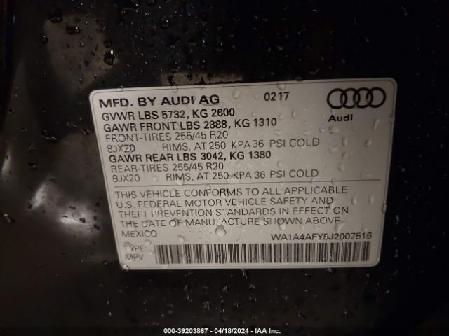 WA1A4AFY8J2007516 Audi Sq5 3.0t Premium Plus