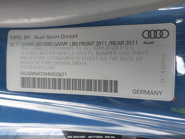 2017 AUDI RS 7 WUAWRAFC9HN903871 Photo 8