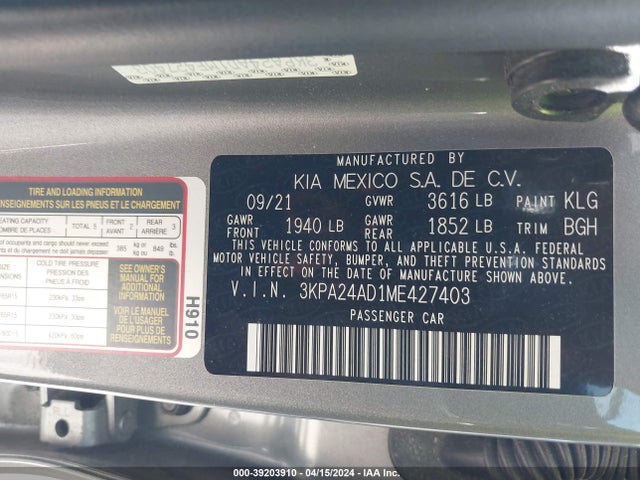 KIA RIO S 2021 3KPA24AD1ME427403 Image 9
