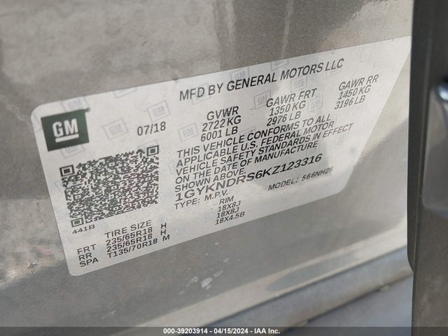 Cadillac XT5 LUXURY 2019 1GYKNDRS6KZ123316 Image 9