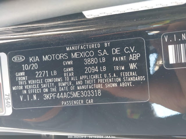 KIA Forte Gt Manual 2021 3KPF44AC5ME303318 Image 9