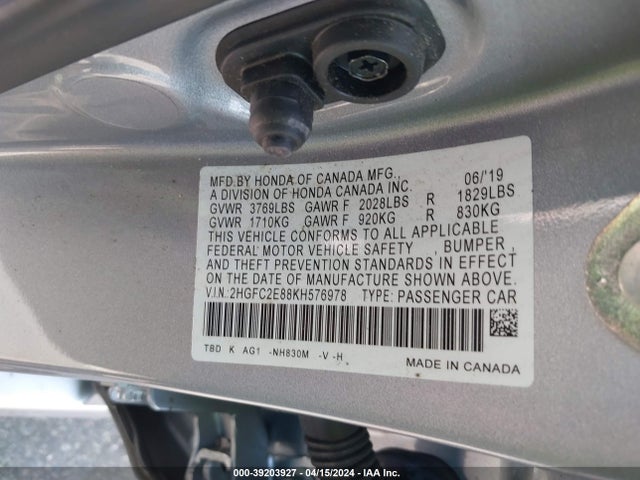 Honda Civic Sport 2019 2HGFC2E88KH576978 Image 9