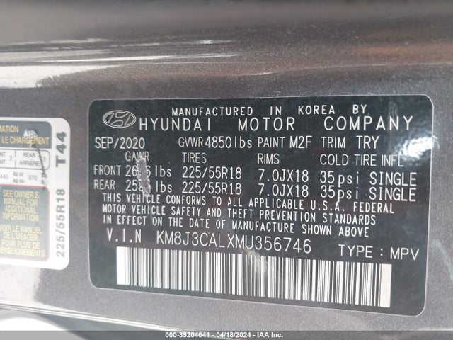 Hyundai TUCSON SEL 2021 KM8J3CALXMU356746 Image 9