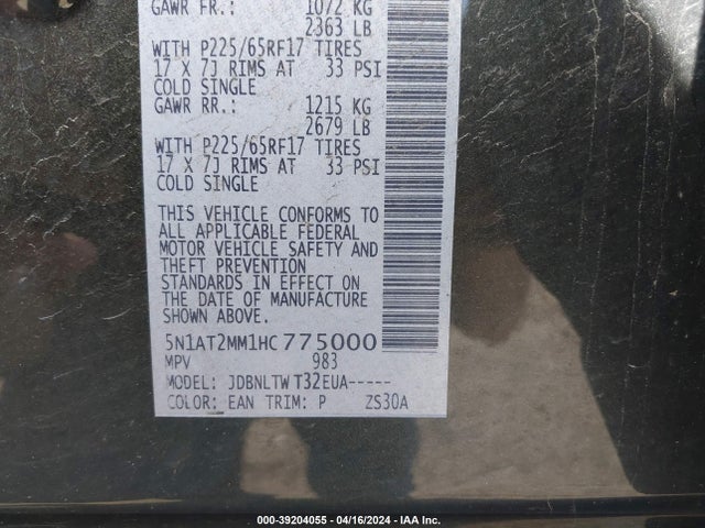 Nissan ROGUE SV 2017 5N1AT2MM1HC775000 Image 9