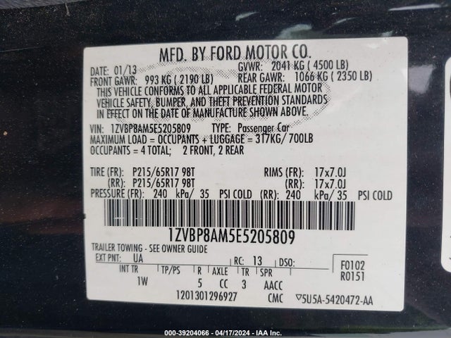 Ford Mustang V6 2014 1ZVBP8AM5E5205809 Image 9