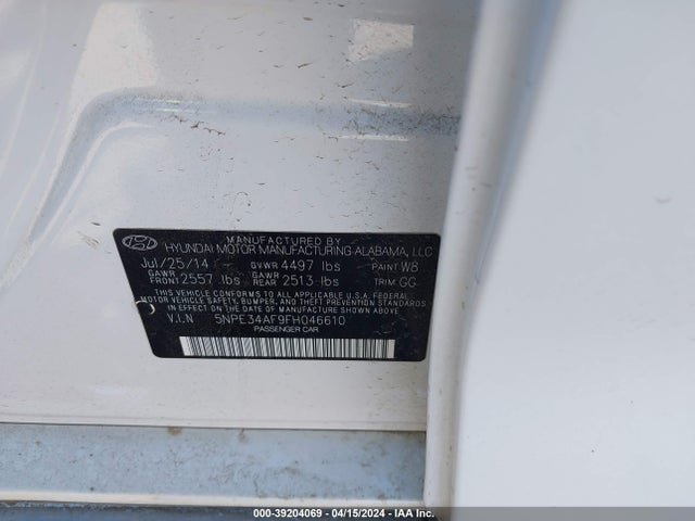 Hyundai Sonata Sport 2015 5NPE34AF9FH046610 Image 9
