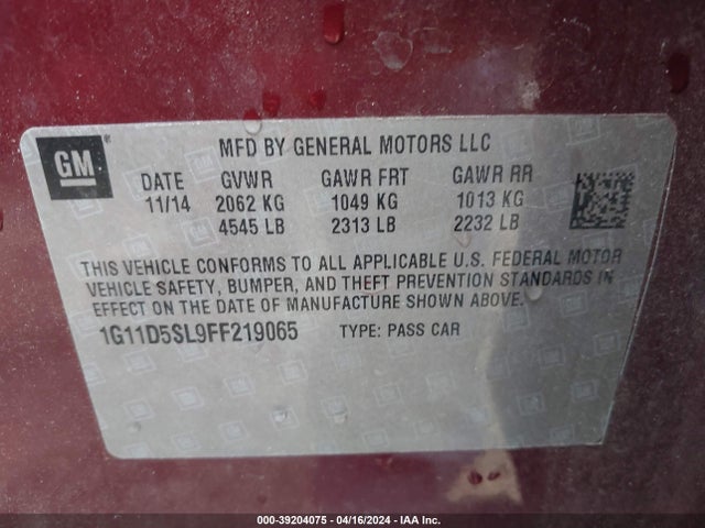 Chevrolet MALIBU 2LT 2015 1G11D5SL9FF219065 Image 9
