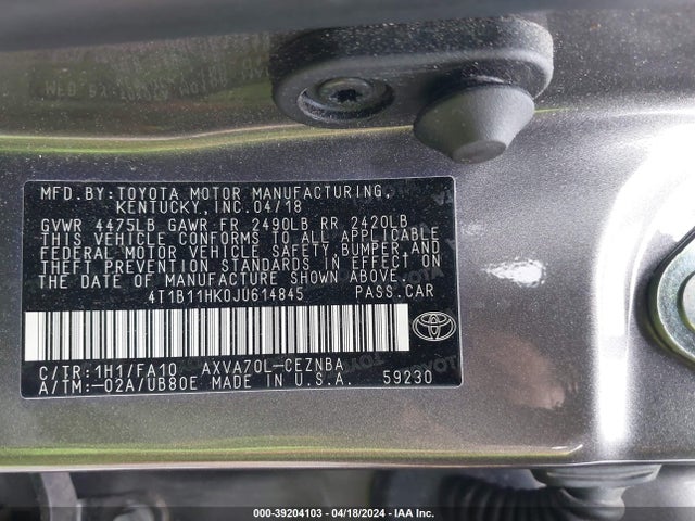 Toyota CAMRY LE 2018 4T1B11HK0JU614845 Image 9