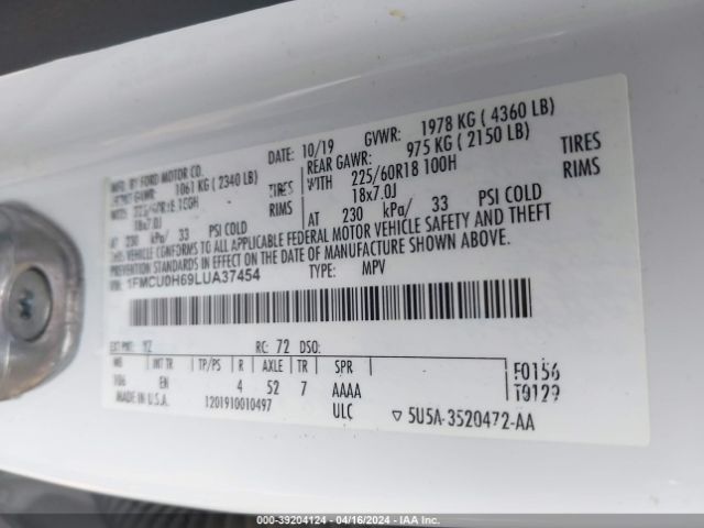 2020 FORD ESCAPE 1FMCU0H69LUA37454 Photo 8