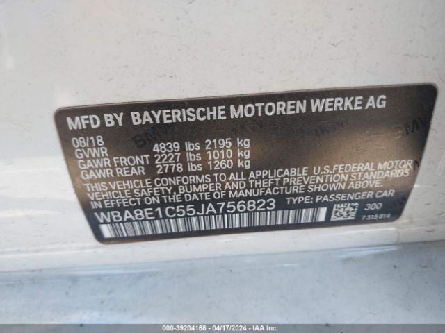 WBA8E1C55JA756823 BMW 330e Iperformance