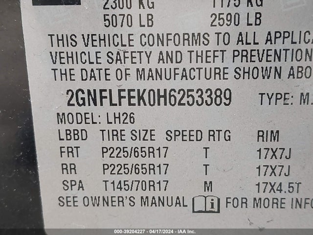 Chevrolet EQUINOX LT 2017 2GNFLFEK0H6253389 Image 9